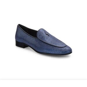 Giuseppe Zanotti Men's Trading Bluette Logo LoafersBlue Rhinestones Sz 44 US 11